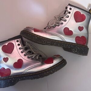 JUNIOR 1460 GLITTER STAR PATENT LACE UP BOOTS